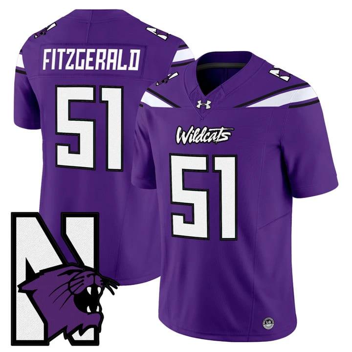 Pat Fitzgerald Jersey #51 Northwestern Wildcats Honoring 95 Stitched Purple by NCAA Football Jersey