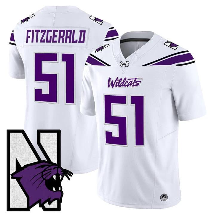 Pat Fitzgerald Jersey #51 Northwestern Wildcats Honoring 95 Stitched White by NCAA Football Jersey