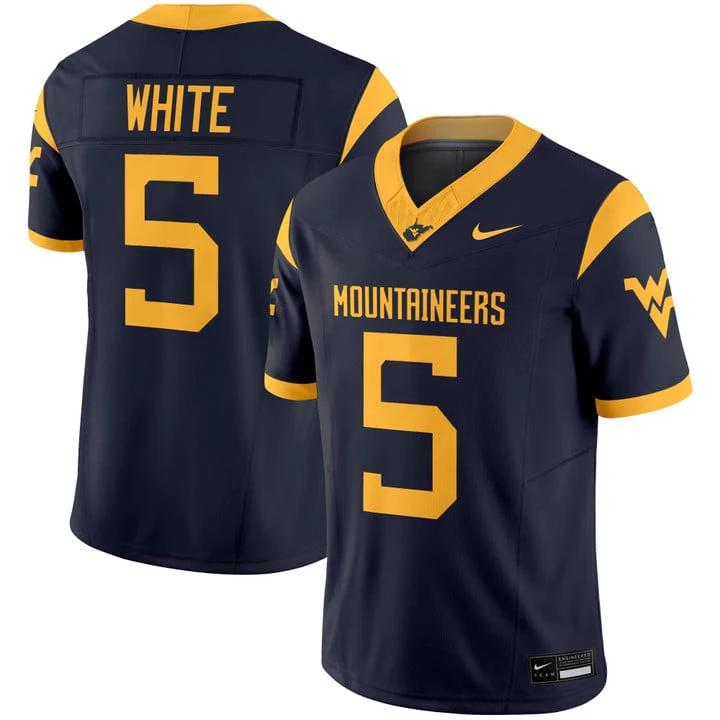 Pat White Jersey #5 West Virginia Mountaineers 2025 Limited Stitched by My Store NCAA Football Jerseys
