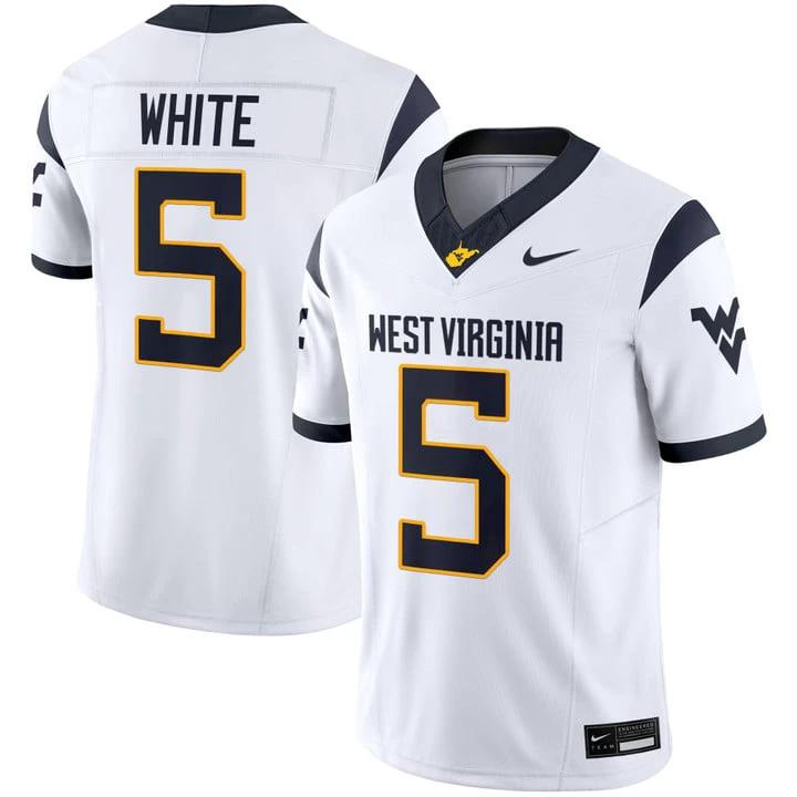 Pat White Jersey #5 West Virginia Mountaineers 2025 Limited Stitched by My Store NCAA Football Jerseys
