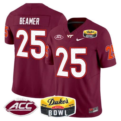 Frank Beamer Jersey #25 Virginia Tech Hokies 2025 Duke’s Mayo Bowl Patch Maroon by My Store