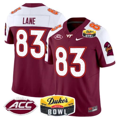 Jaylin Lane Jersey #83 Virginia Tech Hokies 2025 Duke’s Mayo Bowl Patch Maroon Alternate by My Store