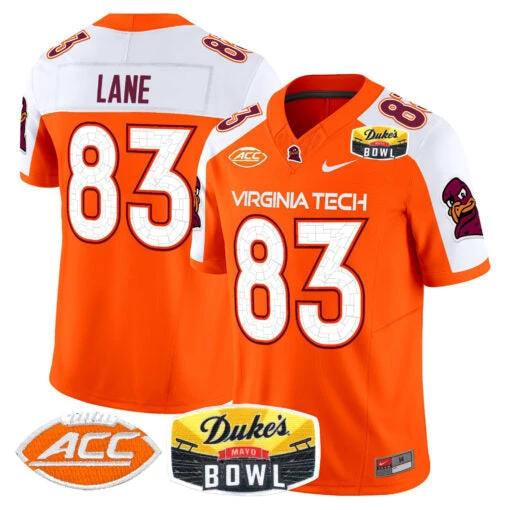 Jaylin Lane Jersey #83 Virginia Tech Hokies 2025 Duke’s Mayo Bowl Patch Orange Alternate by My Store