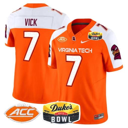 Michael Vick Jersey #7 Virginia Tech Hokies 2025 Duke’s Mayo Bowl Patch Orange Alternate by My Store