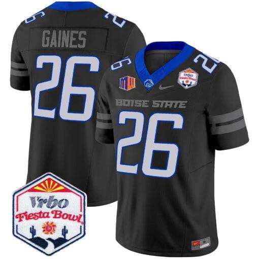 Sire Gaines Jersey #26 Boise State Broncos 2025 Fiesta Bowl Patch Vapor Black by My Store