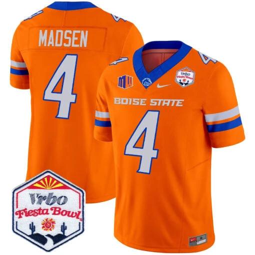 Maddux Madsen Jersey #4 Boise State Broncos 2025 Fiesta Bowl Patch Vapor Orange Alternate by My Store