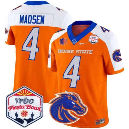 Maddux Madsen Jersey #4 Boise State Broncos 2025 Fiesta Bowl Patch Vapor Orange by My Store