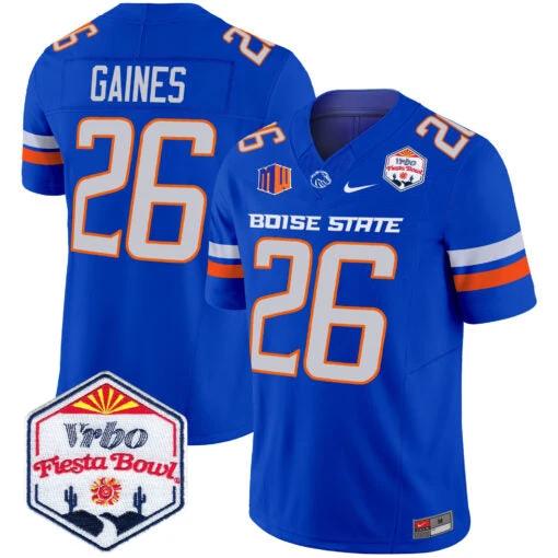 Sire Gaines Jersey #26 Boise State Broncos 2025 Fiesta Bowl Patch Vapor Royal Alternate by My Store