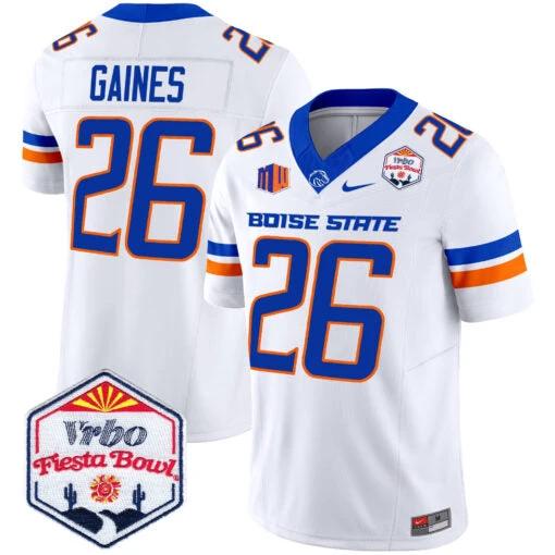 Sire Gaines Jersey #26 Boise State Broncos 2025 Fiesta Bowl Patch Vapor White by My Store