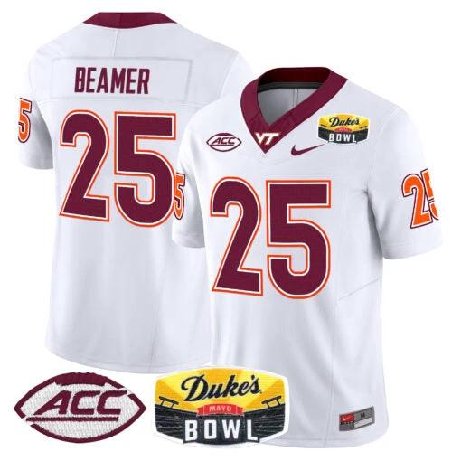 Frank Beamer Jersey #25 Virginia Tech Hokies 2025 Duke’s Mayo Bowl Patch White by My Store