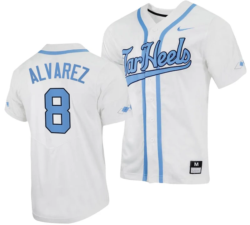 Patrick Alvarez Jersey #8 North Carolina Tar Heels Baseball White Full-Button by My Store