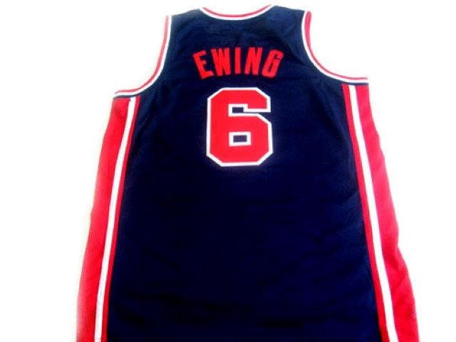 Patrick Ewing Jersey #6 Team Usa Basketball Navy Blue by My store basketball