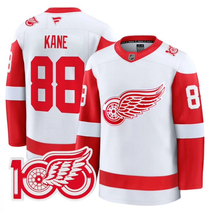 Patrick Kane Jersey #88 Detroit Red Wings 100th Anniversary Stitched White by Hockey David