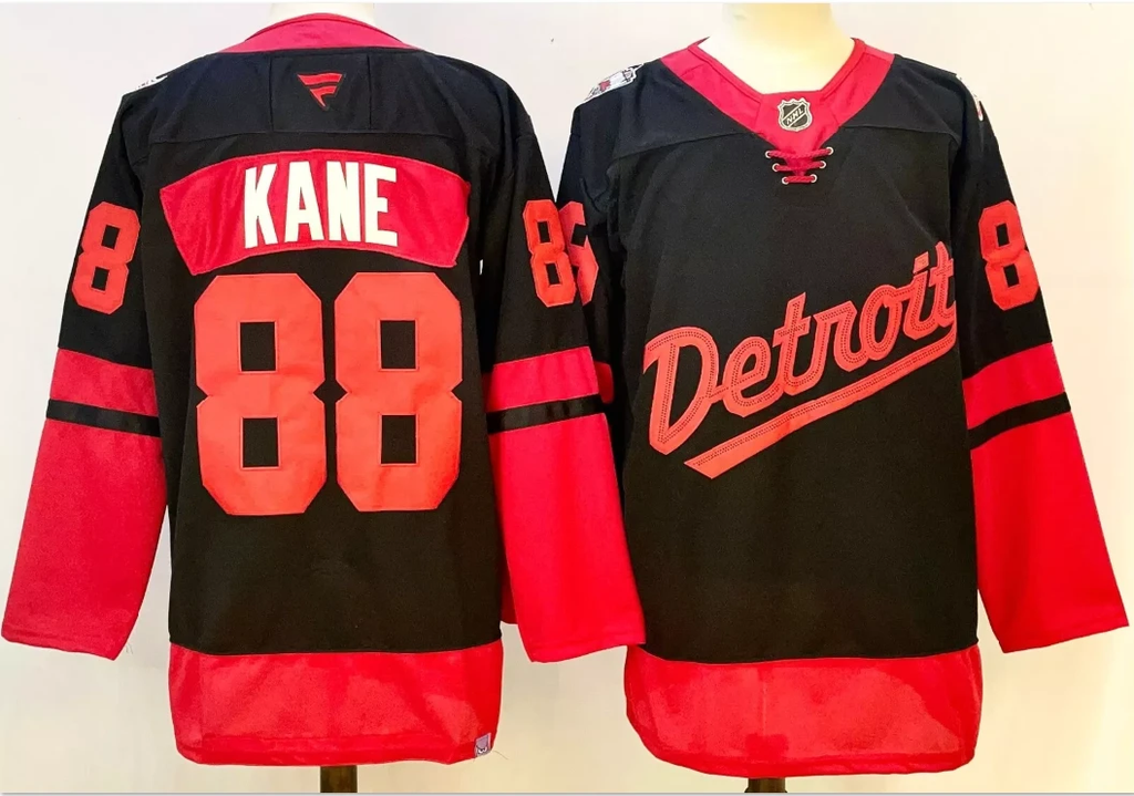 Patrick Kane Jersey #88 Detroit Red Wings 2025 Stadium Series Stitched Black by Hockey David