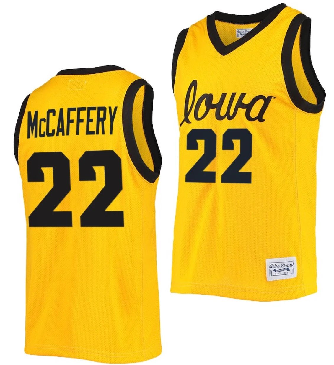 Patrick McCaffery Jersey Iowa Hawkeyes College Basketball Classic Gold #22 by My store basketball