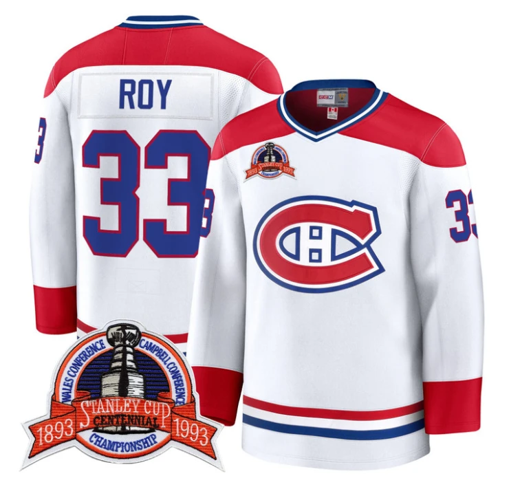 Patrick Roy Jersey #33 Montreal Canadiens Timeless Premium Stitched 1993 Final by Hockey David