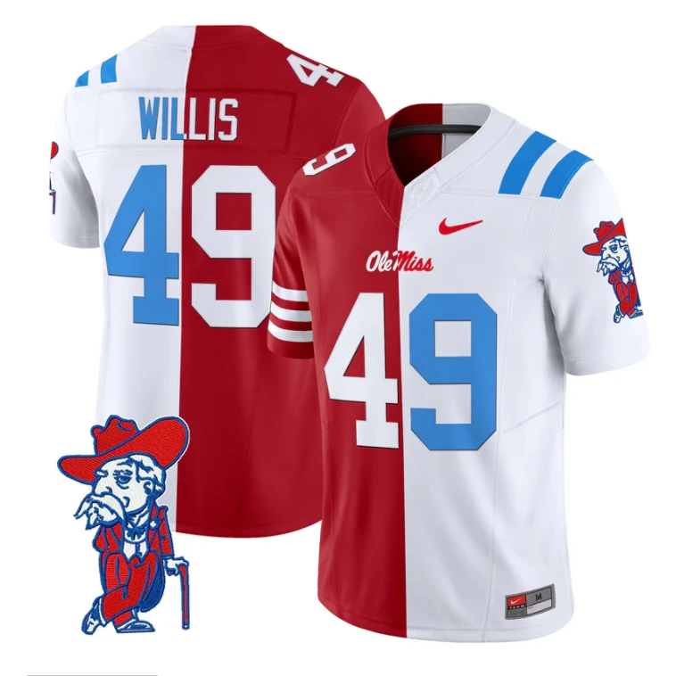 Patrick Willis Jersey #49 Ole Miss Rebels Split Vapor Limited All Stitched by My Store NCAA Football Jerseys