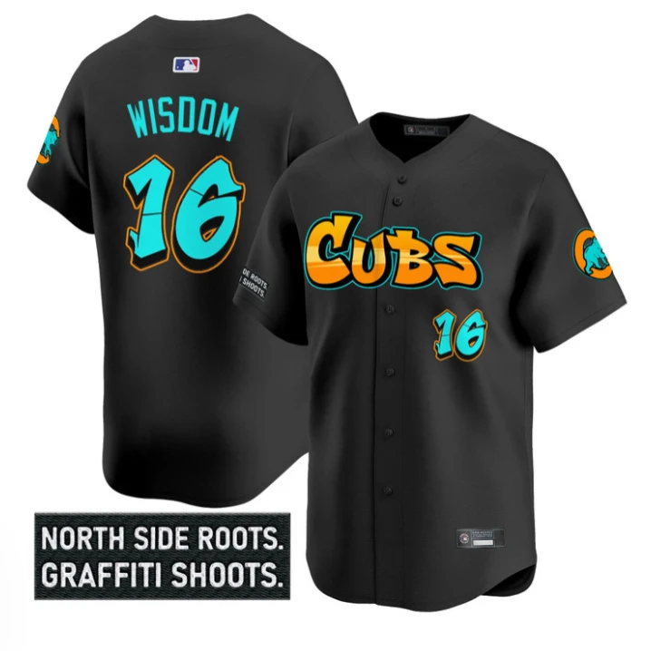 Patrick Wisdom Jersey #16 Chicago Cubs Graffiti North Side Edition Black by My Store