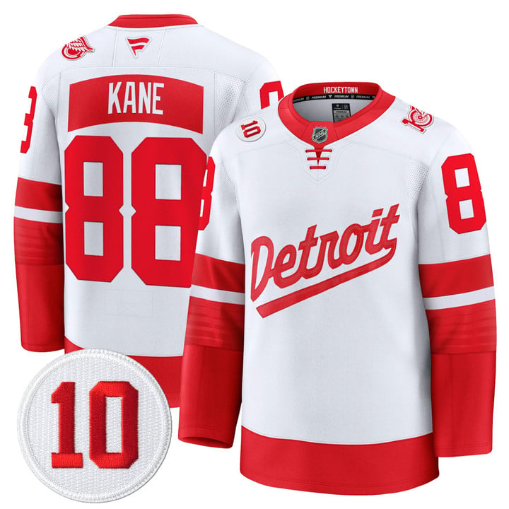 Patrick Kane Jersey #88 Detroit Red Wings #10 Alex Delvecchio Honoring Stitched by Hockey David