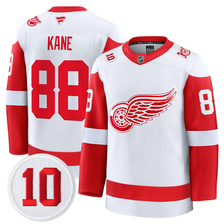 Patrick Kane Jersey #88 Detroit Red Wings #10 Alex Delvecchio Honoring Stitched by Hockey David