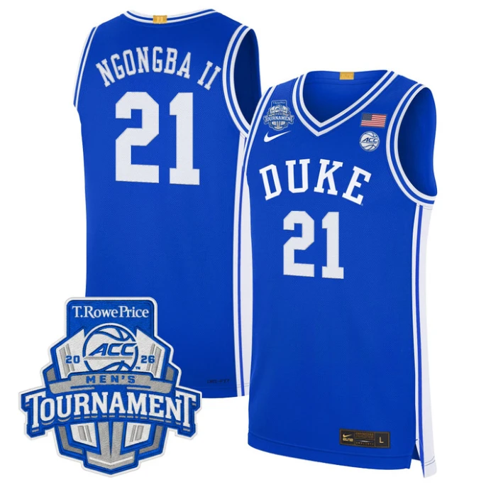 Patrick Ngongba II Jersey #21 Duke Blue Devils 2026 ACC Tournament Stitched by My store basketball