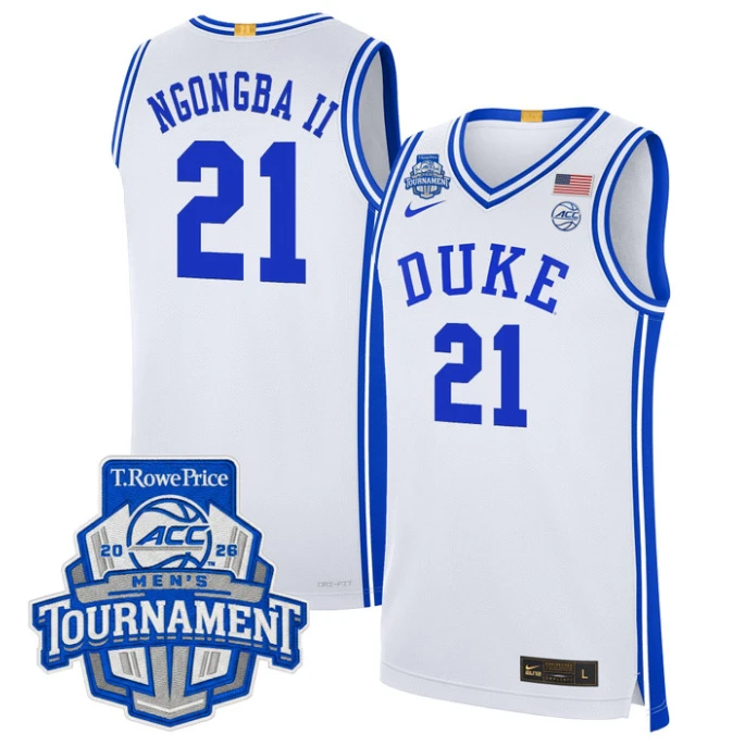 Patrick Ngongba II Jersey #21 Duke Blue Devils 2026 ACC Tournament Stitched by My store basketball
