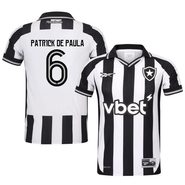Patrick de Paula #6 Botafogo 2025-26 Home Jersey – Black White by Soccer Jersey