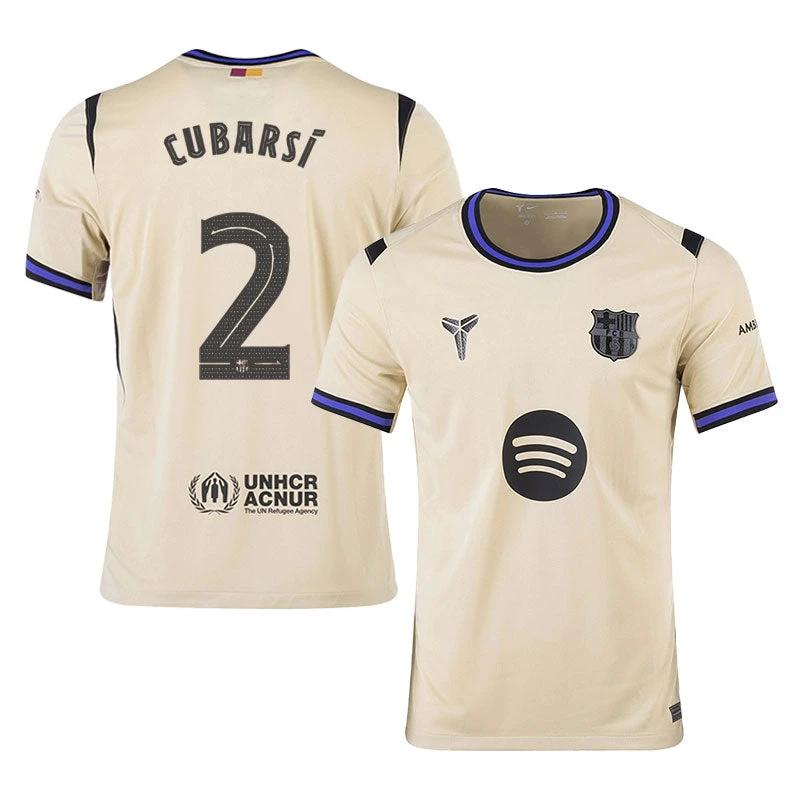 Pau Cubarsi #2 Barcelona 2025-26 Away Jersey – Cream by Soccer Jersey