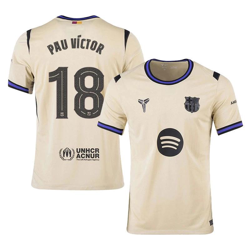 Pau Victor #18 Barcelona 2025-26 Away Jersey – Cream by Soccer Jersey
