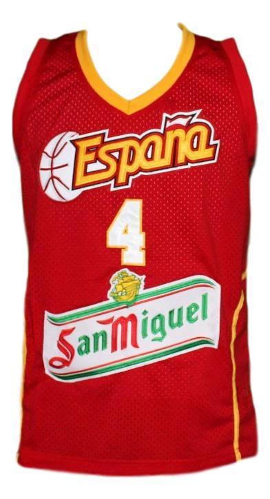 Pau Gasol Jersey #4 Team Spain Espana Basketball Red by My store basketball