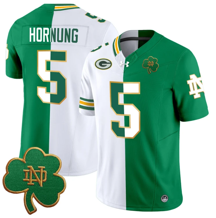 Paul Hornung Jersey #5 Notre Dame Fighting Irish Split Vapor Football Stitched by NCAA Football Jersey