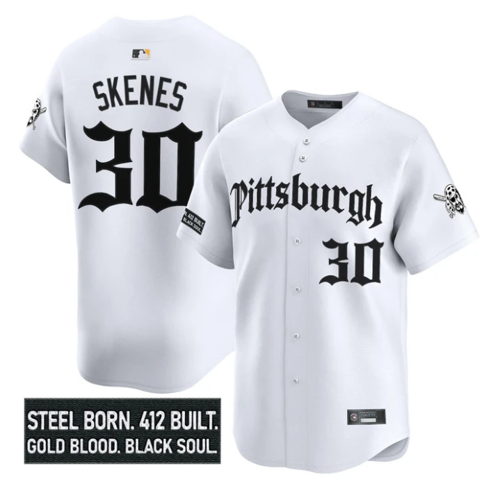 Paul Skenes Jersey #30 Pittsburgh Pirates Gothic Steel City Edition White by My Store