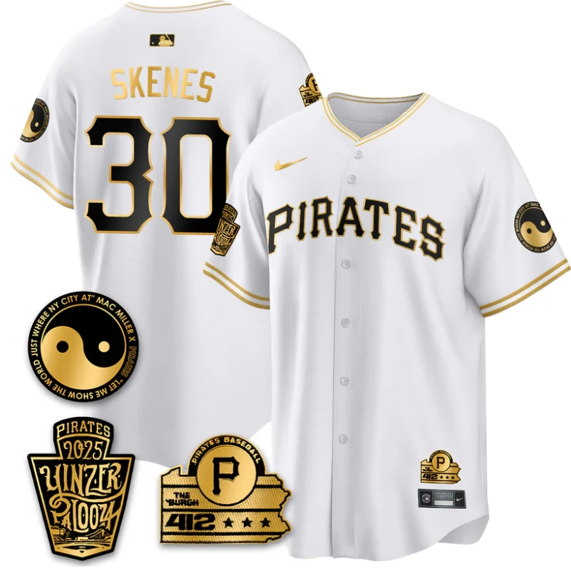 Paul Skenes Jersey #30 Pittsburgh Pirates Yinzerpalooza 2025 White Gold by My Store