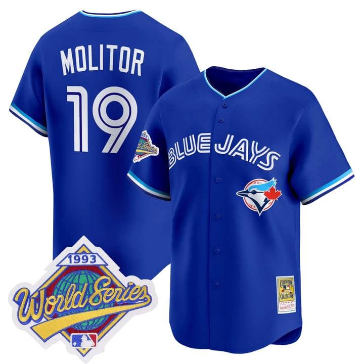 Paul Molitor Jersey #19 Toronto Blue Jays 1993 World Series Throwback by My Store