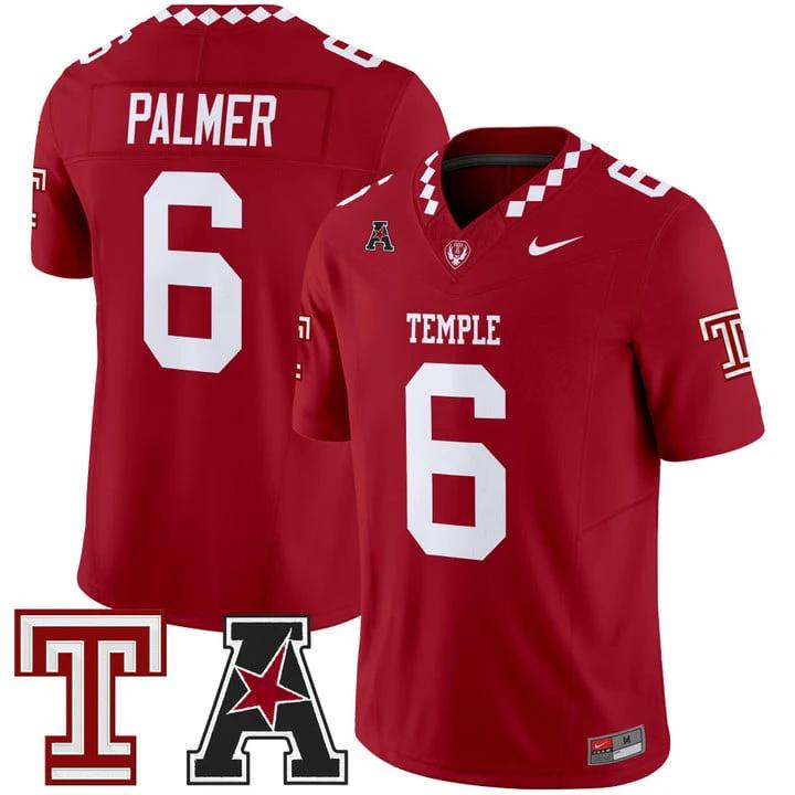Paul Palmer Jersey #6 Temple Owls 2025 Vapor Limited Stitched by My Store NCAA Football Jerseys