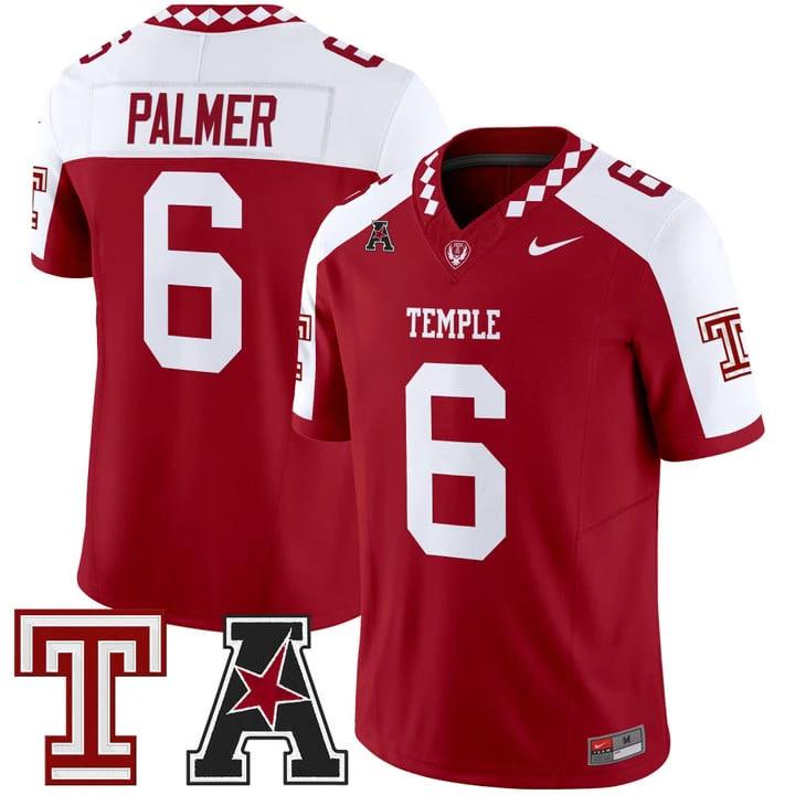 Paul Palmer Jersey #6 Temple Owls 2025 Vapor Limited Stitched by My Store NCAA Football Jerseys