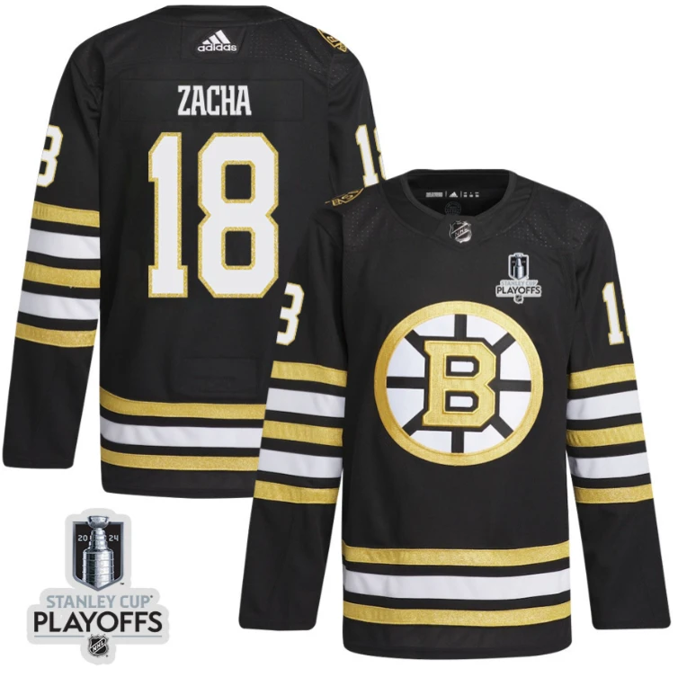 Pavel Zacha 18 Boston Bruins 2024 NHL Playoffs Patch Home Jersey - Men, Black by Hockey David