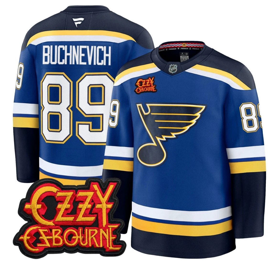 Pavel Buchnevich Jersey #89 St. Louis Blues Ozzy Osbourne Patch Stitched by Hockey David