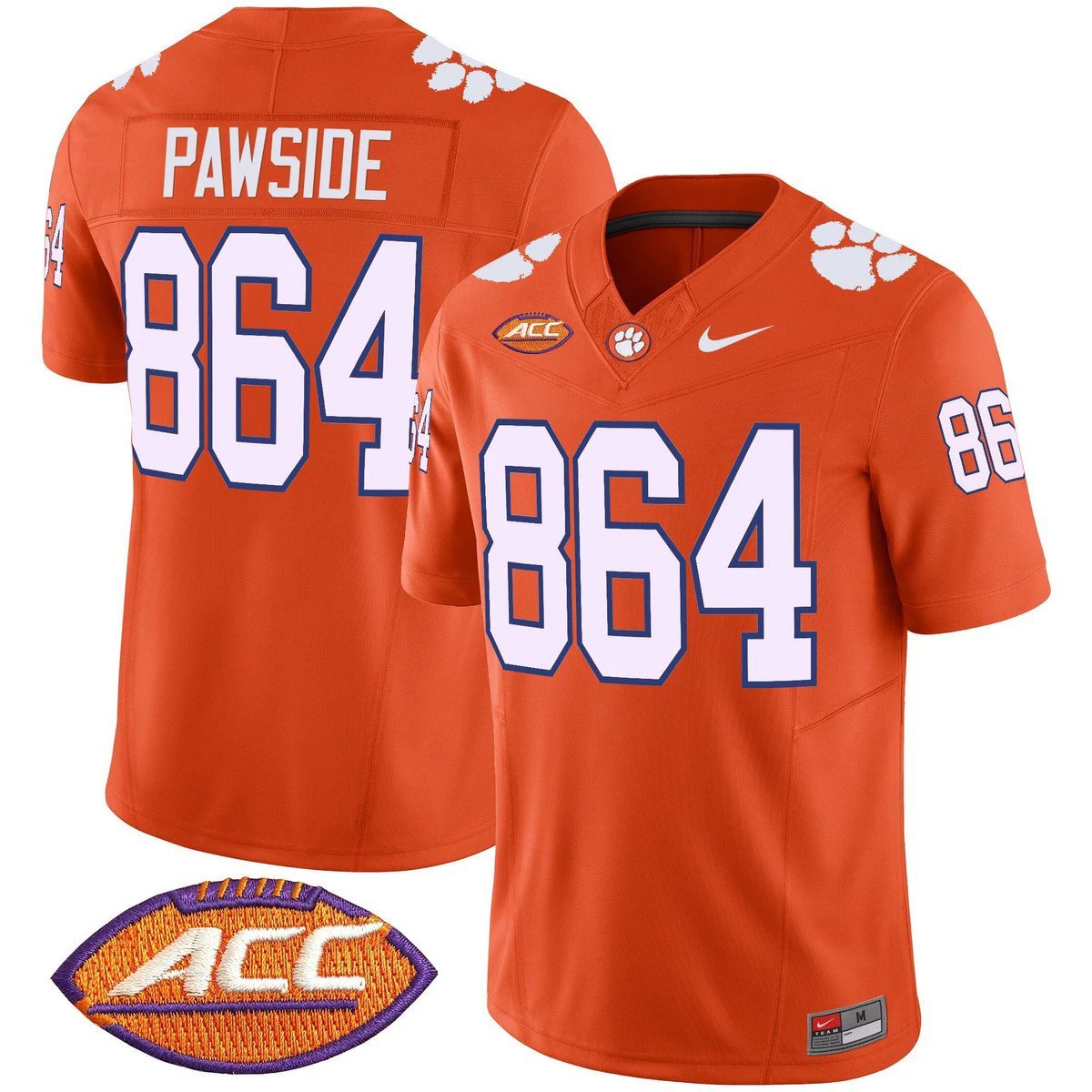 PawSide Jersey #864 Clemson Tigers 2025 Vapor Limited Stitched Orange by My Store NCAA Football Jerseys