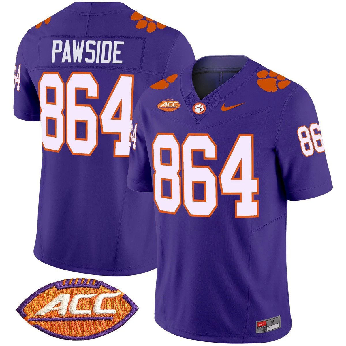 PawSide Jersey #864 Clemson Tigers 2025 Vapor Limited Stitched Purple by My Store NCAA Football Jerseys