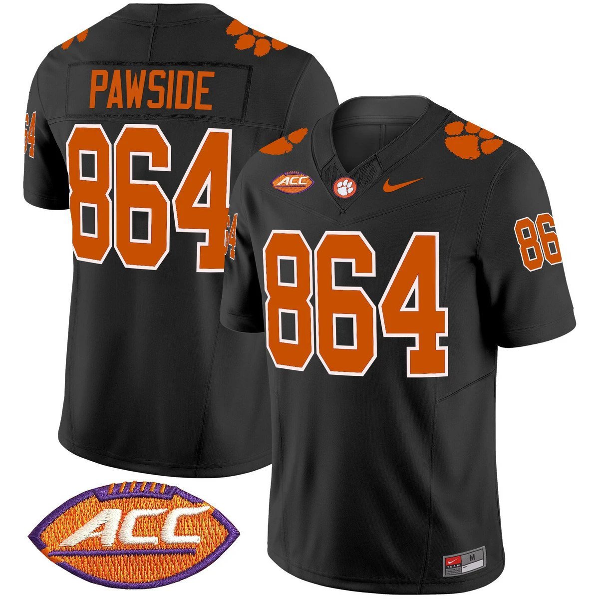 PawSide Jersey #864 Clemson Tigers 2025 Vapor Limited Stitched Black by My Store NCAA Football Jerseys