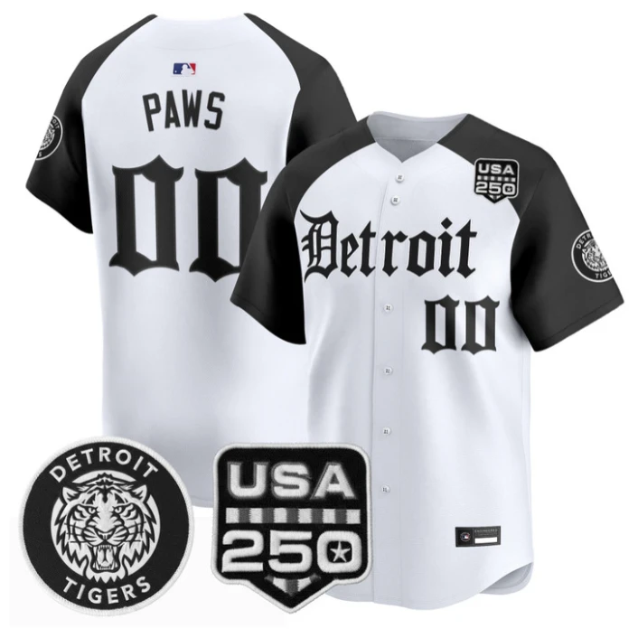 Paws Jersey #00 Detroit Tigers Gothic Edition Vapor Stitched by My Store