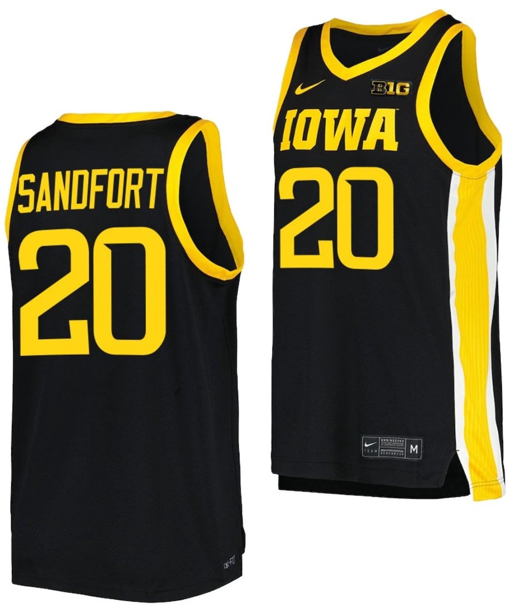 Payton Sandfort Jersey Iowa Hawkeyes College Basketball Replica Black #20 by My store basketball