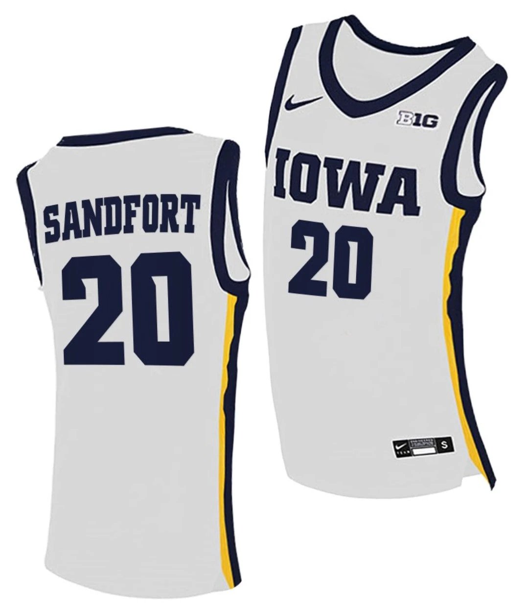 Payton Sandfort Jersey Iowa Hawkeyes College Basketball White #20 by My store basketball