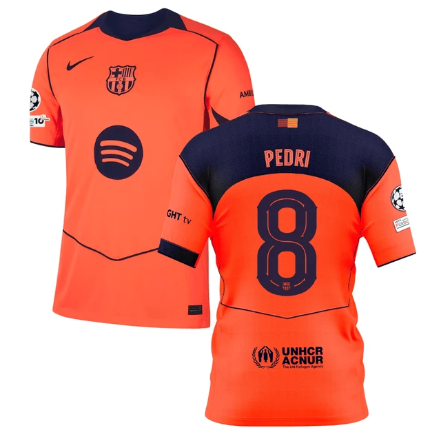 Pedri 8 Barcelona 2025-26 Third Match Jersey – Orange by Soccer Jersey