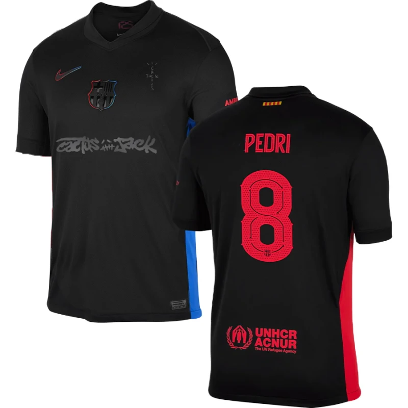 Pedri #8 Barcelona x Travis Scott 2025 Away Jersey – Black by Soccer Jersey