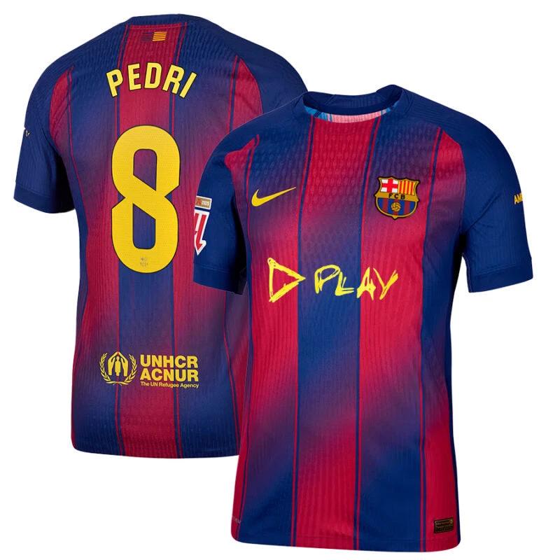 Pedri #8 FC Barcelona x Ed Sheeran 2025-26 Home Match Jersey – Red blue by Soccer Jersey