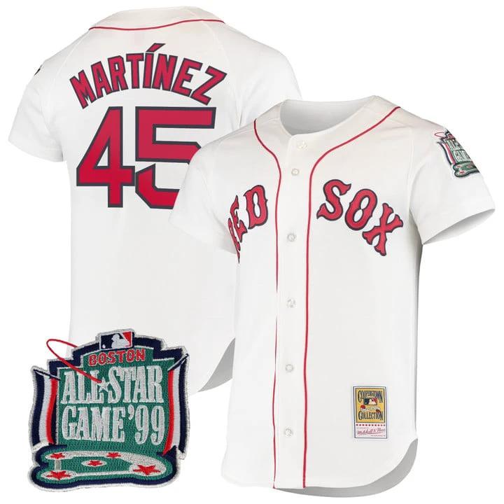 Pedro Martínez Jersey #45 Boston Red Sox Throwback Cooperstown Stitched White by Baseball Jerseys 7