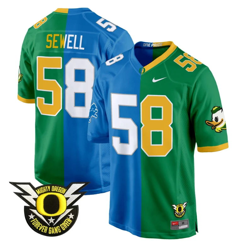 Penei Sewell Jersey #58 Oregon Ducks Split Game College Football Stitched by NCAA Football Jersey
