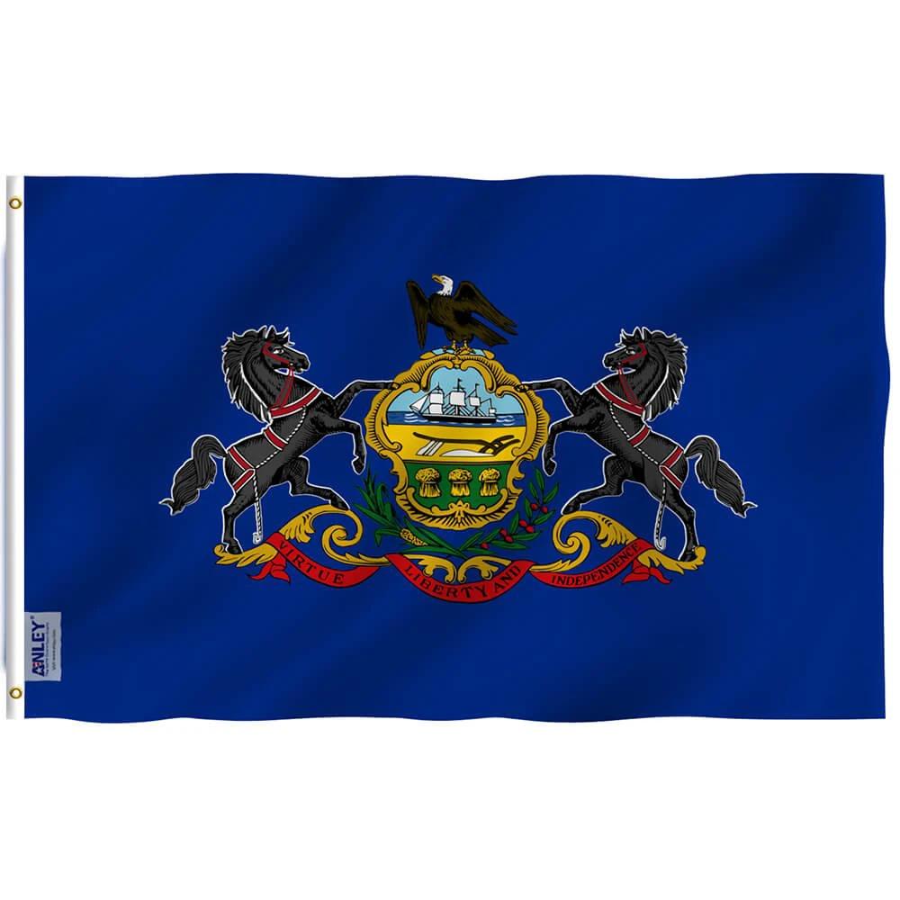 Pennsylvania State Flag - Pennsylvania PA Flag with Brass Grommets 3X5Ft Banner USA by flagsjustdoit